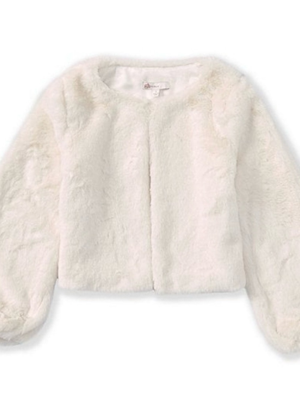 GB girls White Faux-Fur Cropped Puff Jacket